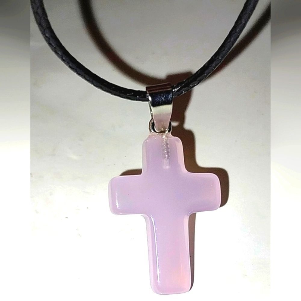 Elegant Pink Cross Pendant Necklace